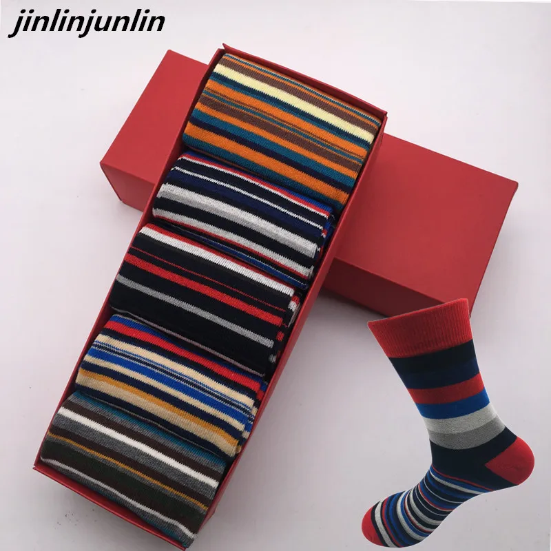 New men\'s stockings fashion color striped men\'s socks autumn and winter cotton socks wholesale