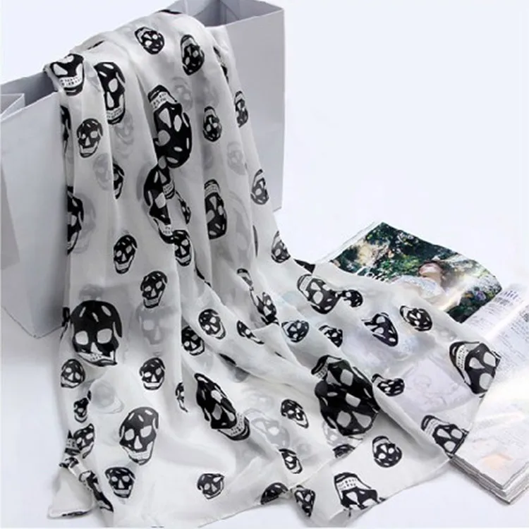 1PC New Fashion Women Ladies Girls Cool Big Skull Head Skeleton Scarf Neck Wrap Shawl Stole Warm Winter Pashmina 150*50cm