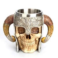 Stainless Steel 3D Skull Mug Drinking Cup Skeleton Resin Beer Coffee Tea Cups Pub Bar Drinkware Home Decor Stein Man Gift