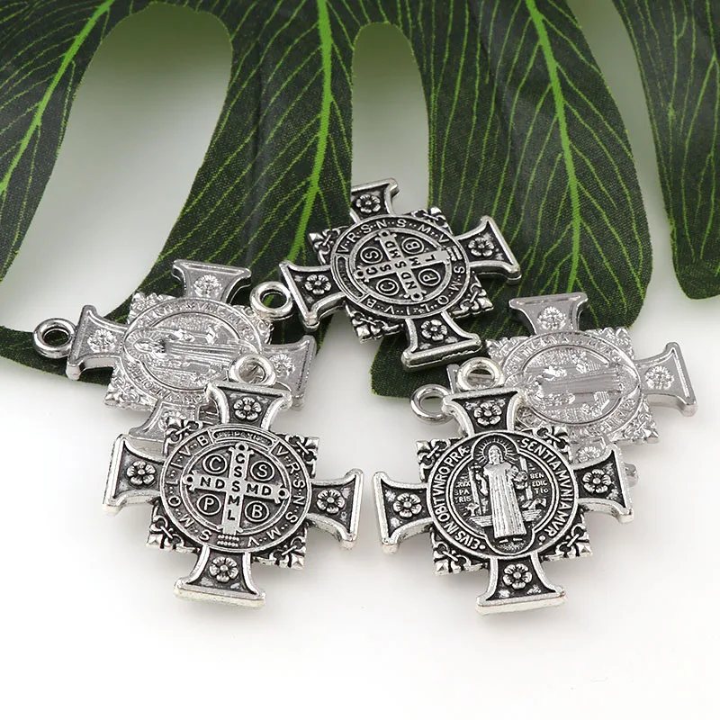 2 Color Medal Of Saint Benedict In Cross Jesus Christian Jewelry Crosses Charms St Benedict Crucifix Pendants For Pendants Neck