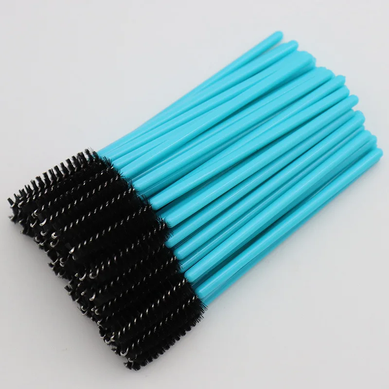 100pcs/lot Disposable Mascara Wands ApplicatorLashes Nylon Makeup Brushes Eye Brow Comb Eyelash Extension Blue Handle Brushes