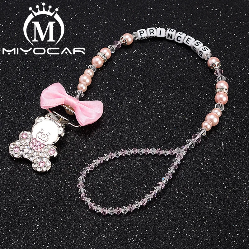 MIYOCAR-Titular chupeta personalizado com clipe manequim, estilo princesa, Bling Bling Set, presente original, SP001