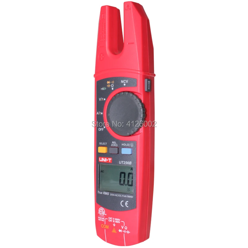 UNI-T UT256B 200A True RMS Fork Meter; AC/DC Ammeter, Resistance/Capacitance/NCV/Diode Test, LCD Backlight