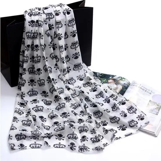 1PC New Fashion Women Ladies Girls Cool Big Skull Head Skeleton Scarf Neck Wrap Shawl Stole Warm Winter Pashmina 150*50cm