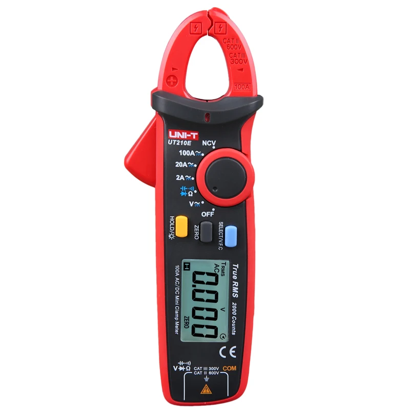 UNI-T UT210E/UT210D Mini Digital Clamp Meters; True RMS100A-200A ammeter, V.F.C./NCV/Temperature test,LCD Backlight