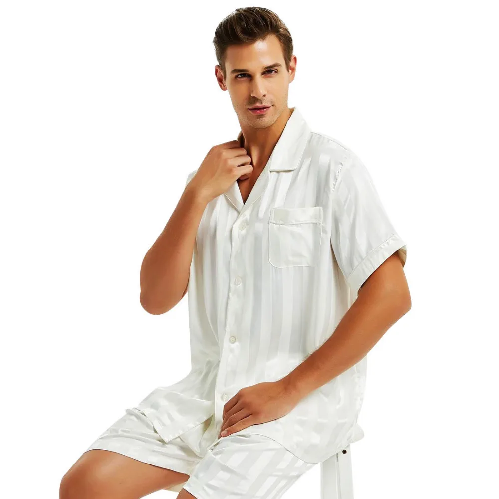 Mens Silk Satin Short  Pajamas Set  Pajama Pyjamas  Set  Sleepwear Set  S , M , L  , XL ,  2XL  , 3XL ,  4XL