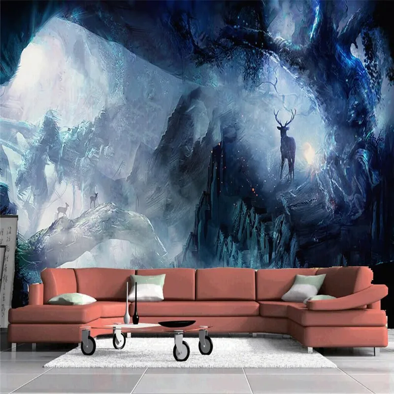 Beautiful romantic dream Elk living room TV background wall Custom wallpaper mural