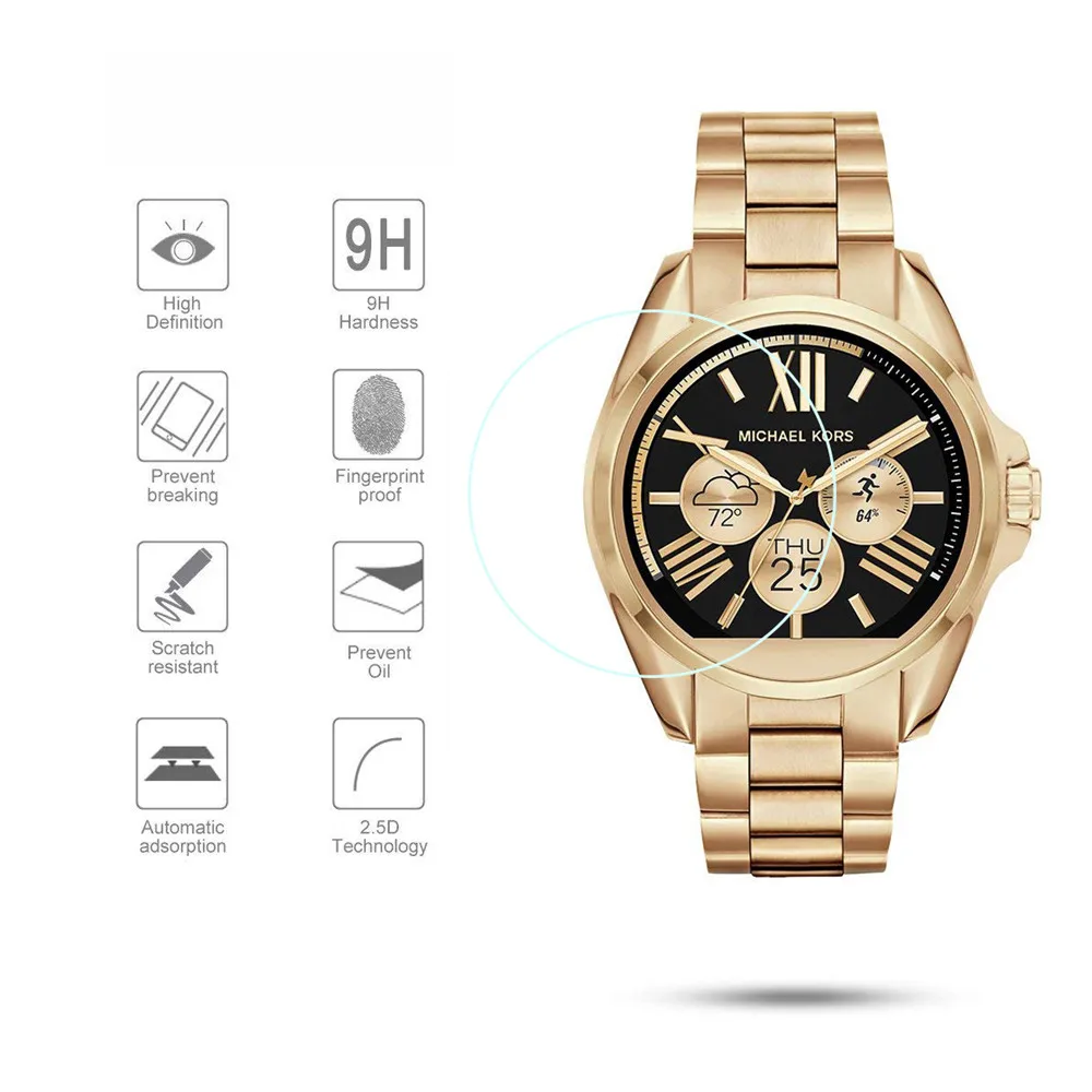 Screen Protector Tempered Glass for Michael Kors Access Bradshaw Smartwatch Display Scratch Proof Bubble-free Protective Film