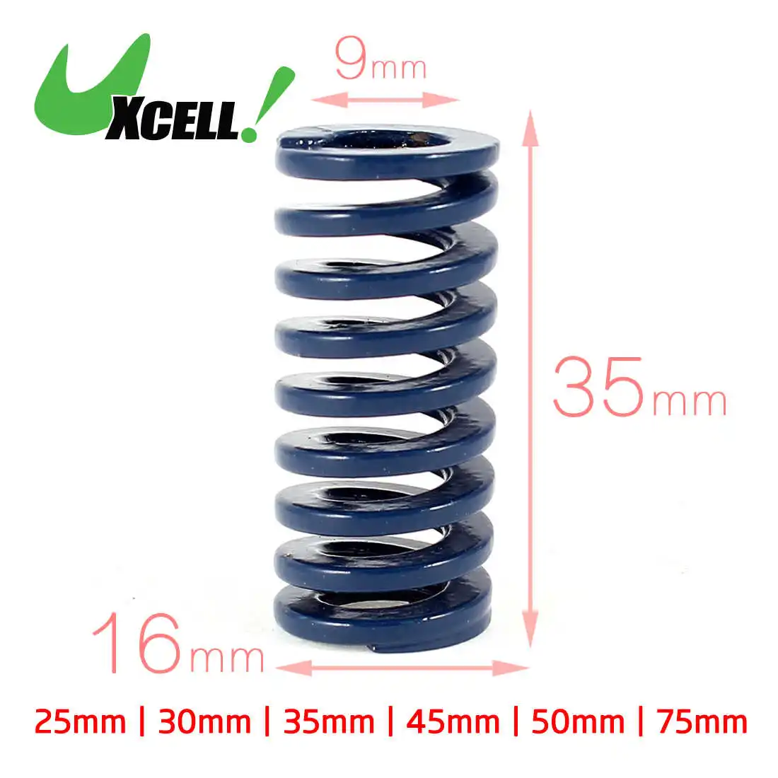 Uxcell 1pcs OD 16mm ID 8mm/9mm Light Load Spiral Stamping Compression Die Spring Length 25mm 35mm Blue 16x8x25mm 16x9x35mm