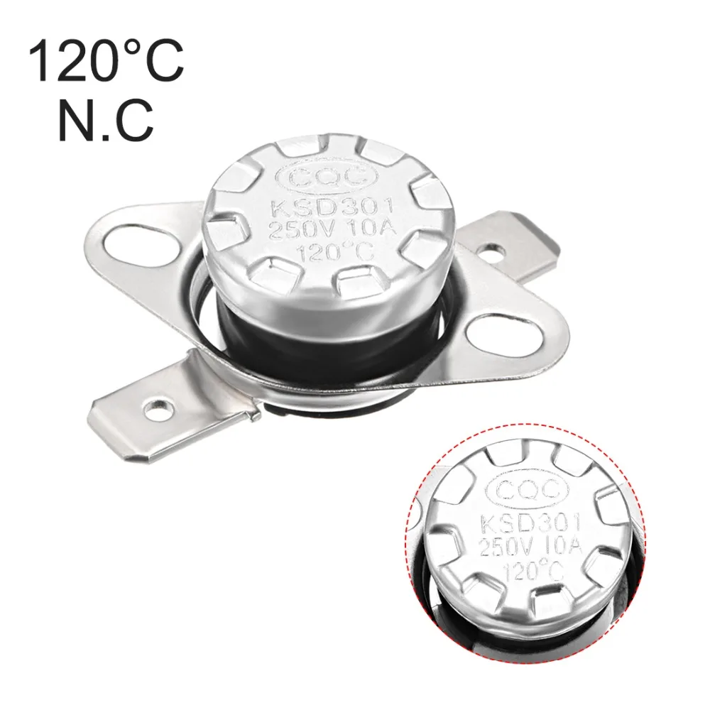 UXCELL 5Pcs Thermostat Temperature Control Switches 120/125 Celsius Degree 10A Normally Closed N.C 6.3mm Pin Right Switch KSD301