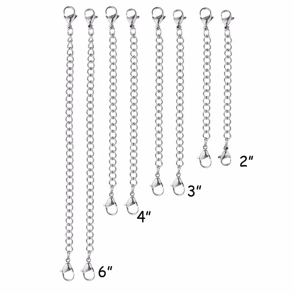 20 pcs Extender 316L Stainless Steel Bracelet Necklace Extender Chains for Men Women Jewelry Makings ,Length from 2