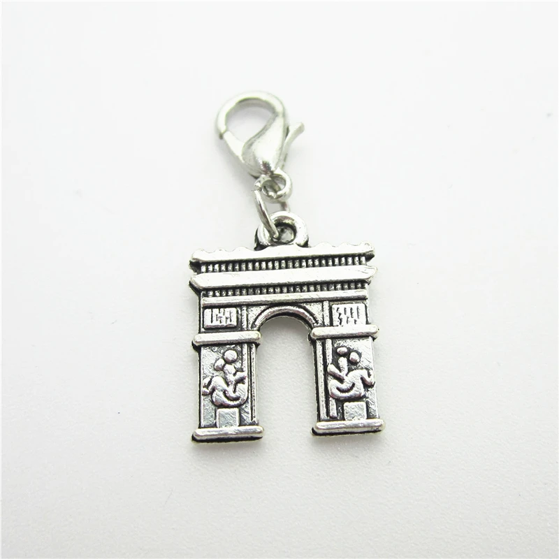 New 20pcs/lot Silver Triumphal Arch Dangle Charms Lobster Clasp DIY Bracelet Necklace Pendants Jewelry Hanging Charms