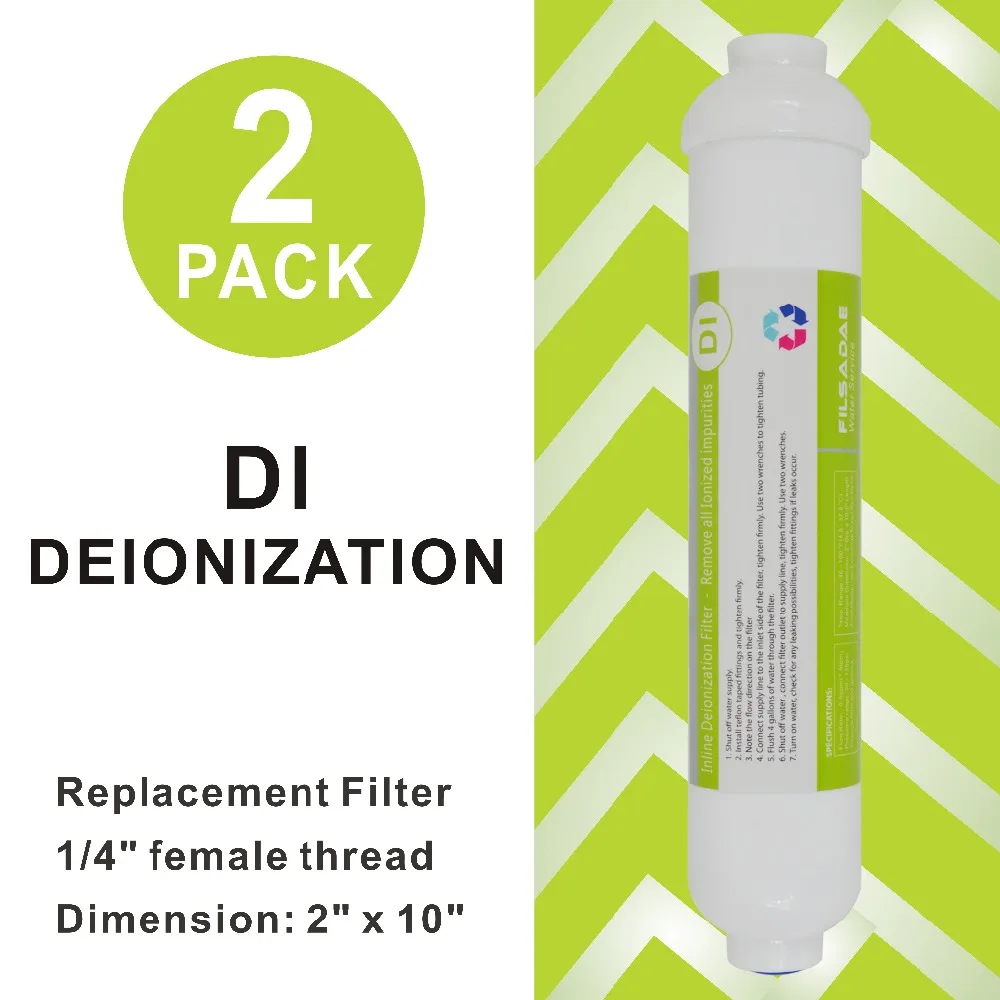 

Under Sink Reverse Osmosis System Deionization Water Filter Replacement 2"x10-Inch Inline DI Mixed Bed Filter Cartridge - 2 PACK