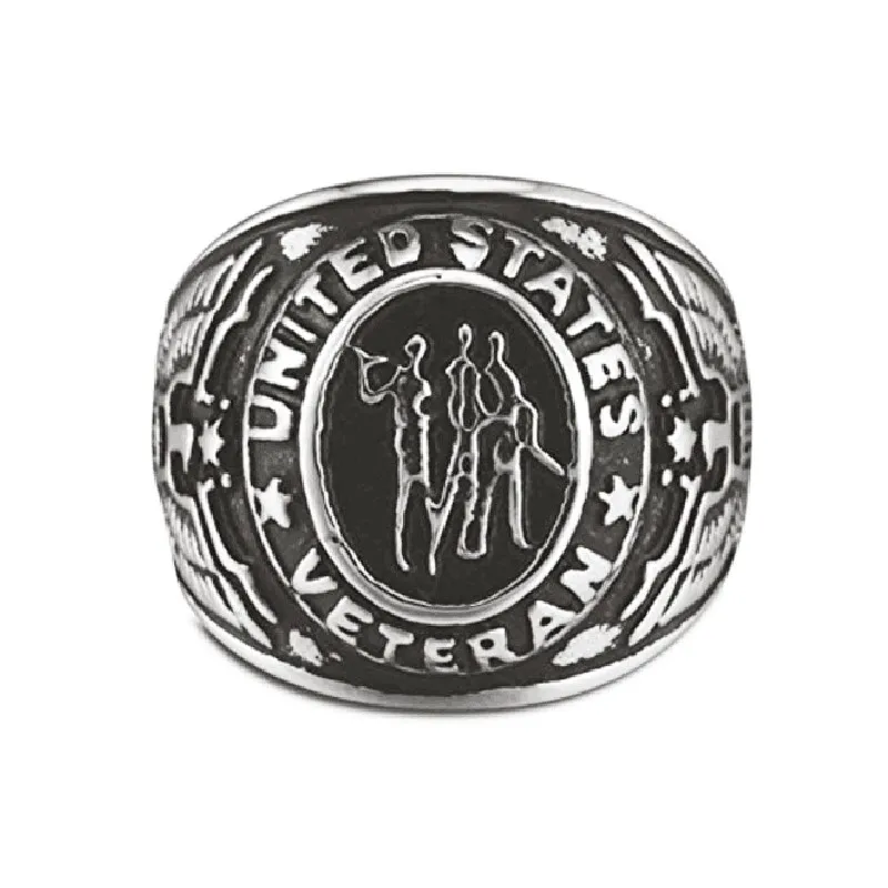 US Military Veteran Ring War Veteran Jewelry Military Rings for Army, Navy, Marines, Air Force, Coast Guard Officers Military