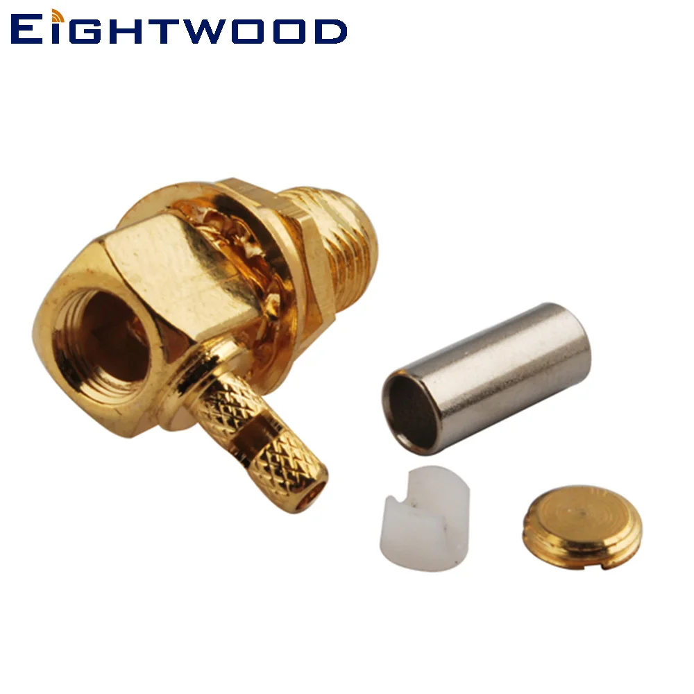 

Eightwood 5PCS RP-SMA Jack Male Pin RF Coaxial Connector Adapter Right Angle for LMR100 RG174 RG316 RF Coaxial Cable