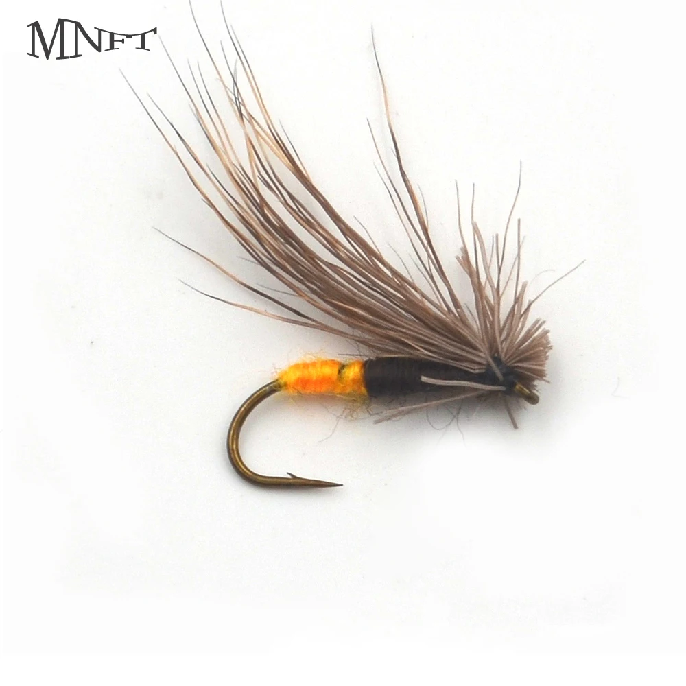 MNFT 10PCS Orange Black gold Trout Flies Outdoor Fly Fishing Artificial Bait #10