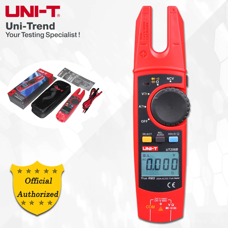 

UNI-T UT256B 200A True RMS Fork Meter; AC/DC Ammeter, Resistance/Capacitance/NCV/Diode Test, LCD Backlight