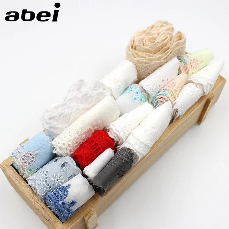 10 yards/lot colori della miscela di formato casuale Tessuto di Cotone Lace Trim Vestiti di Qualità Hometexile Decorazioni FAI DA TE Bambola