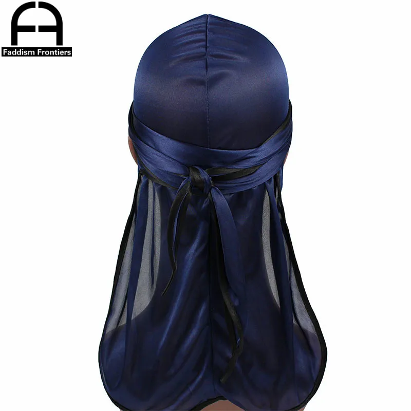 Neue Mode herren Satin Durags Biker Headwear Schädel Kappe Bandana Männer Seidige Durag Doo Lappen Turban Hut Stirnband Haar zubehör – Detail 14