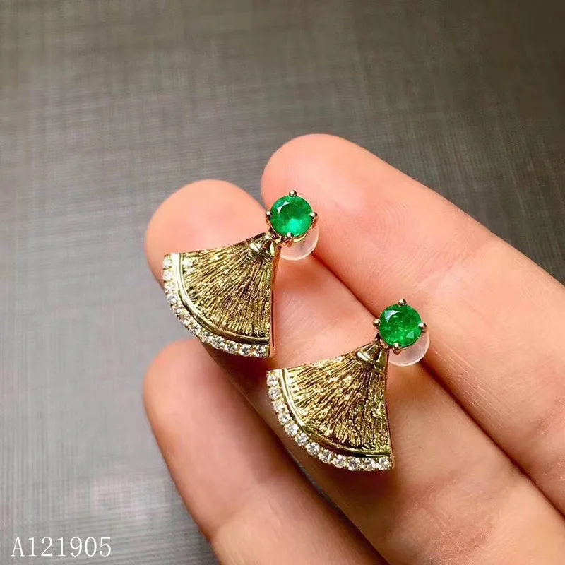 

KJJEAXCMY boutique jewelry 925 sterling silver inlaid natural emerald female earrings support detection