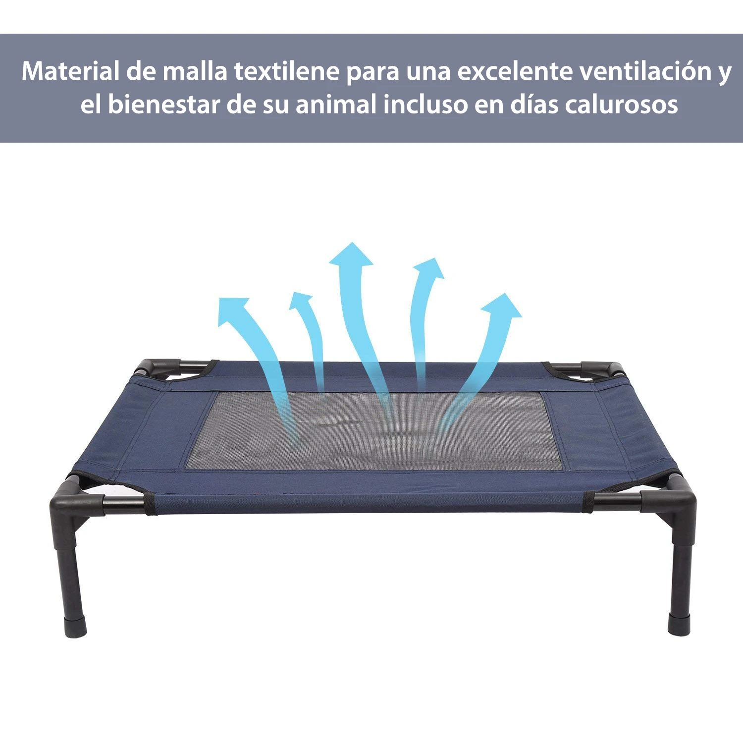 PawHut Cama Elevada Perros with Transpirable Tela Oxford 76x61x18 cm Azul – Detail 6