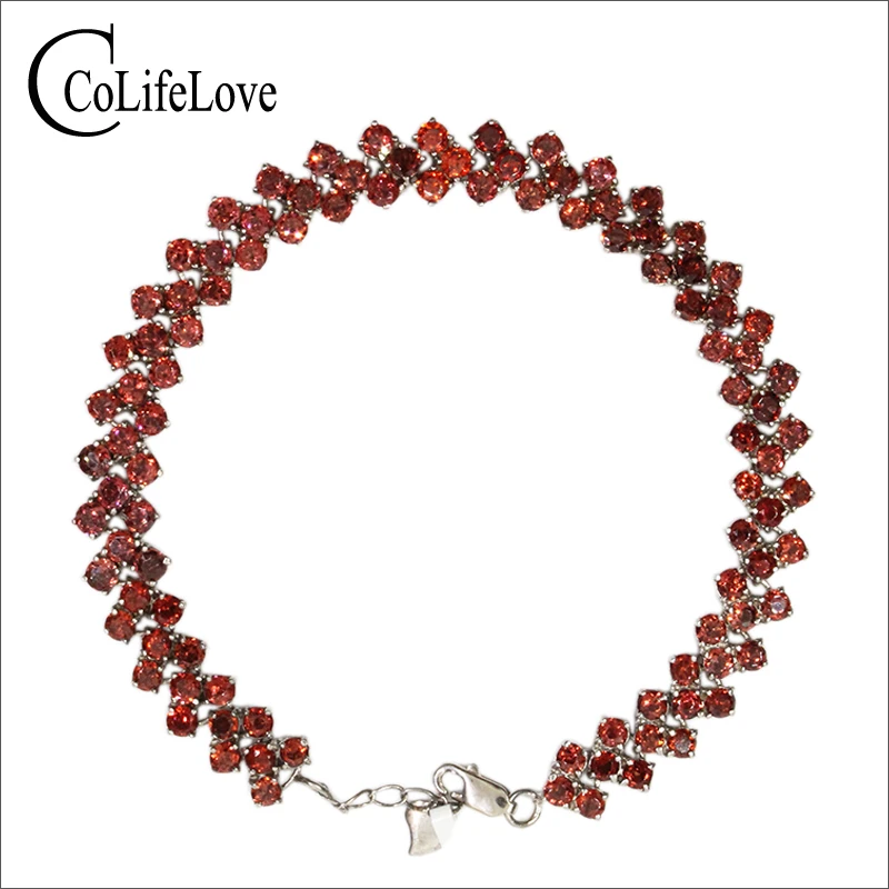 

Luxurious natural garnet bracelet 102 pcs dazzling garnet gemstone bracelet solid 925 silver garnet bracelet gift for girlfriend