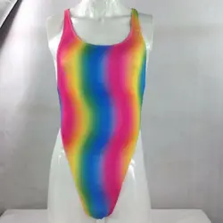 G7284 Erkek bodysuit Tanga Leotard Yüksek Kesim X Çapraz Geri Mayo Yüzmek Kumaş Baskılı gökkuşağı yıldız stripes