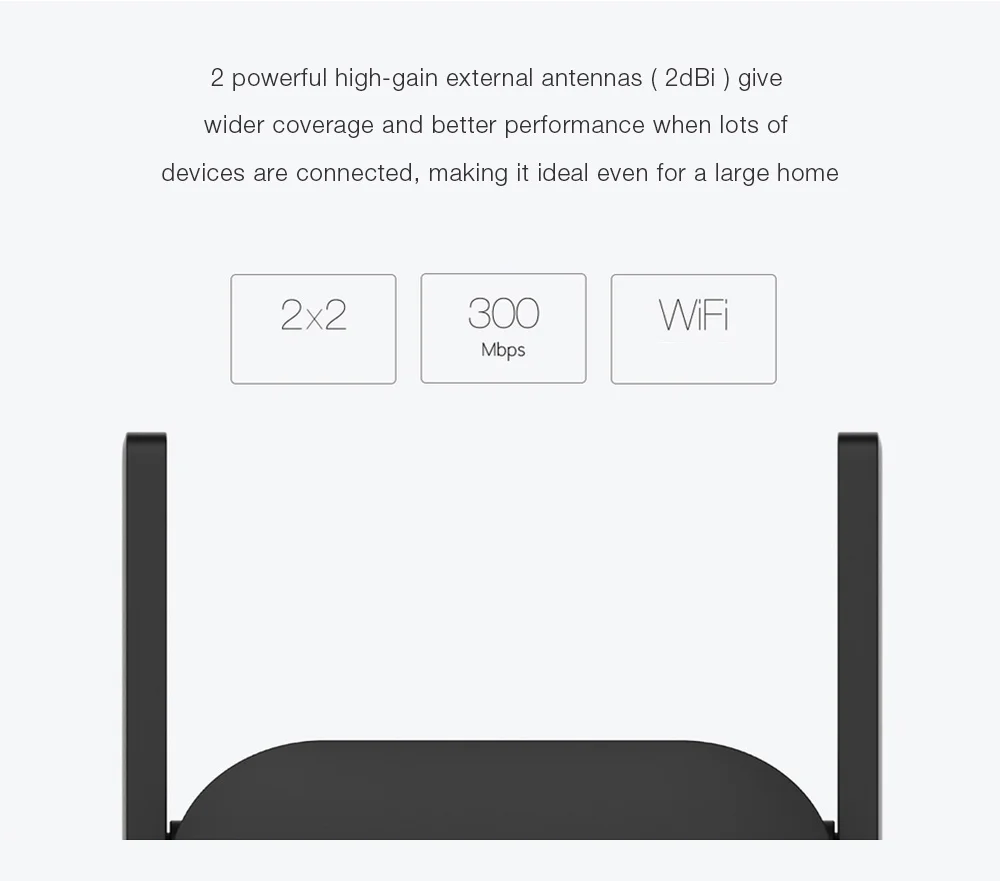 Xiaomi Pro 300M WiFi Amplifier WiFi Repeater 2.4G Wifi Signal Extender Roteador APP Control Wifi Extender Amplificador Black