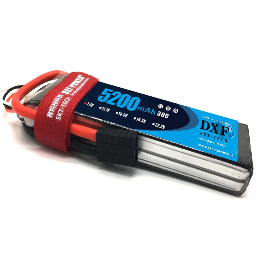 DXF-بطارية ليبو 2S 7.4V 5200MAH 30C AKKU Lipo 7.4V ، للطائرة بدون طيار والمروحية الرباعية التي يتم التحكم فيها عن طريق الراديو والقارب