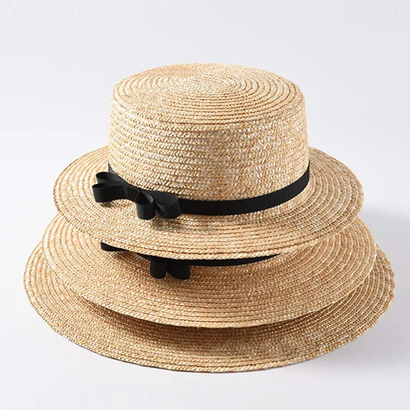 Wholesale Top Quality Classical Summer Beach Hat Wide Brim Straw Boater Canotier Sun Hats for Women 56-58cm