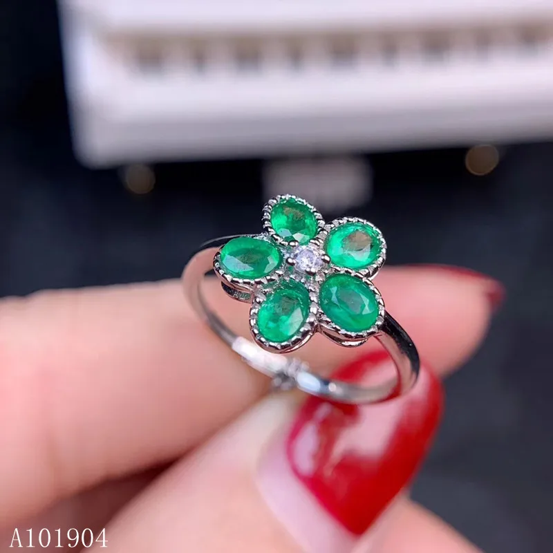 

KJJEAXCMY boutique jewelry 925 sterling silver inlaid natural emerald women's ring Gift Birthday Party Wedding Engagement New