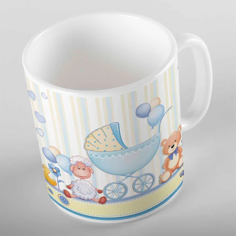 Else Blue Yellow Cradle Lamps Teddy Bear Boy 3d Cartoon Print Children Kids Ceramic Drinking Water Milk Tea Coffee Cup Mug