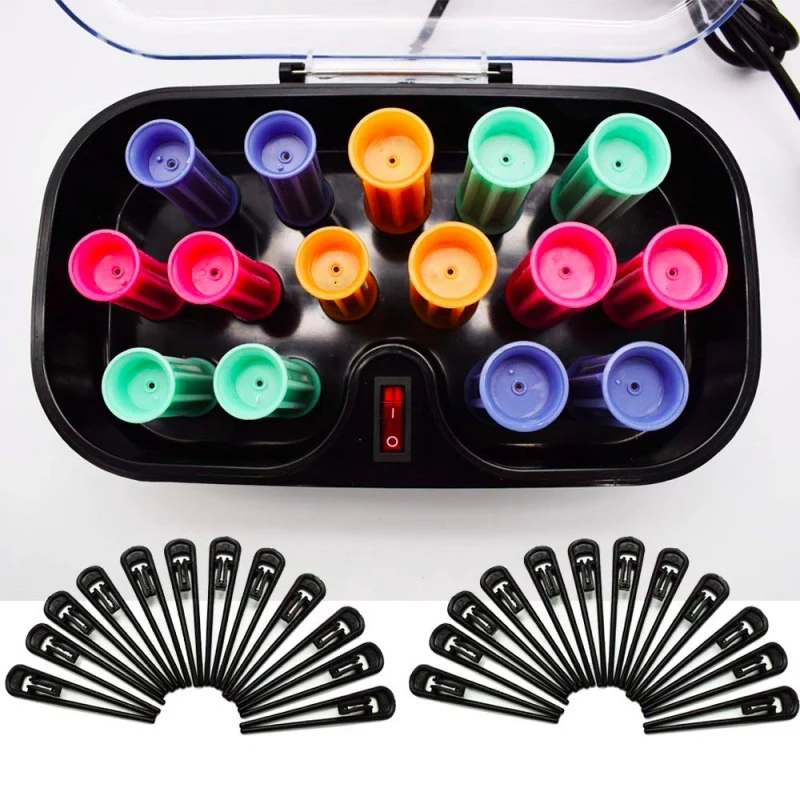 VamsLuna Electronic Hot Rollers Set For Long Medium Short Hair Travel Hair Roller with Clips For Dry Wet For Home And Barbershop