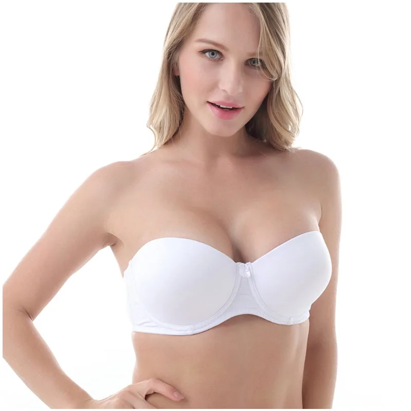 Women Sexy Bras 1/2 Cup Black/White/Khaki Have B/C/D/DD Cup Invisible Bras Convertible Straps Strapless Slip-resistant Bras