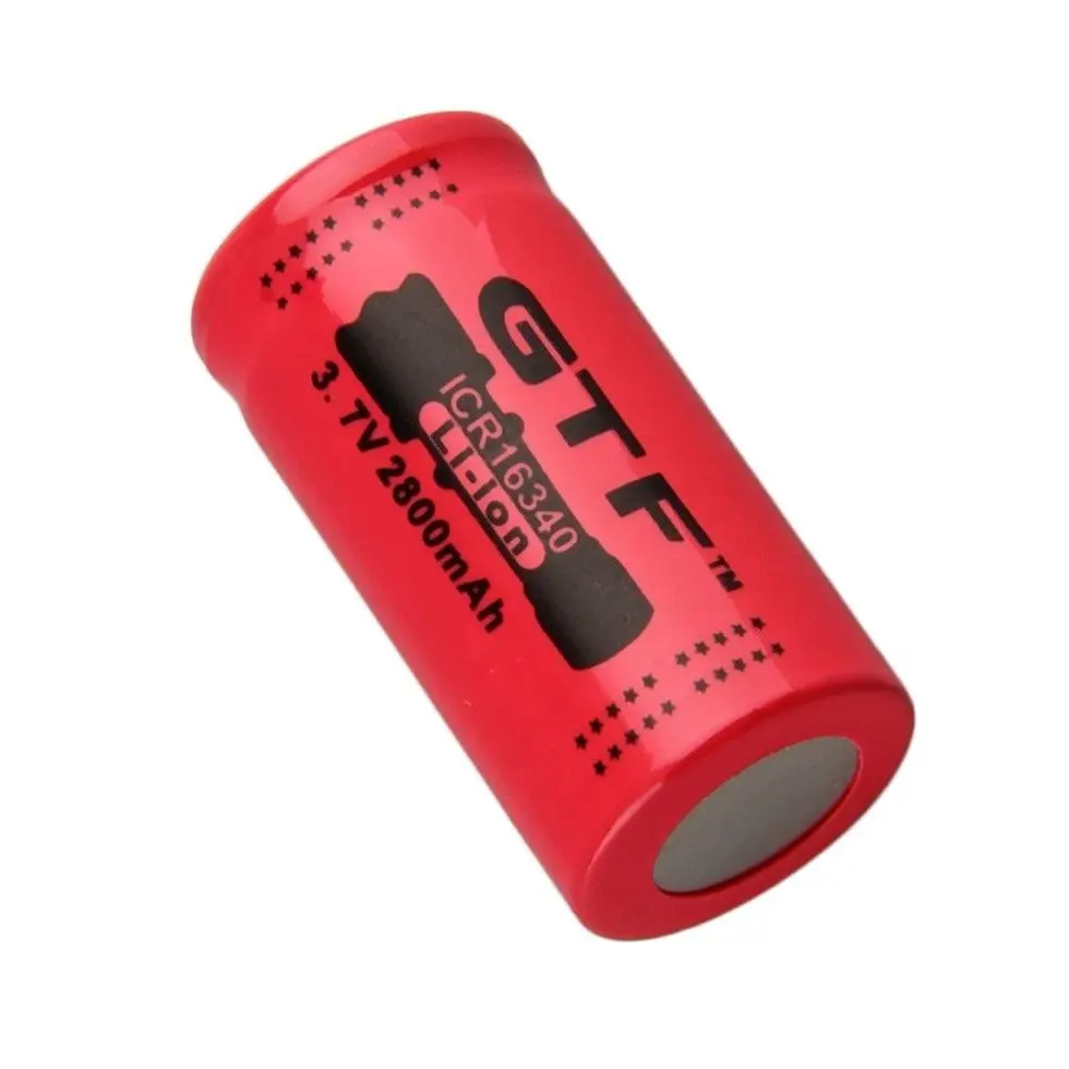 GTF 4pcs 2800mAh 16340 Battery CR123A 3.7V Red/Yellow/Blue Li-ion Rechargeable Battery For flashlight toys