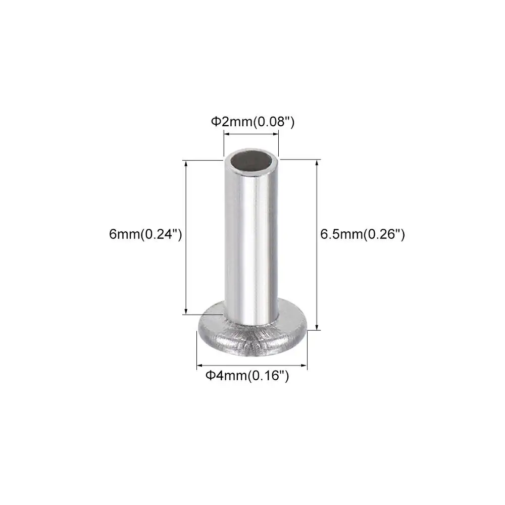 100 Pz M2 M2.5 M3 M4 M5 M6 Alluminio Sottile Testa Piatta Punzone Semi Cavo Rivetto Semi-Tubolare Rivetti Gambo Diametro2 2.5 3 4 5 6mm