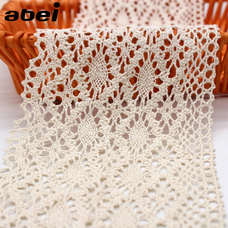 13cm wide 1Yard Handmade Patchwork Cotton Material Cotton Lace Ribbon Beige Color Cotton Lace Trimming Hometexile Decors