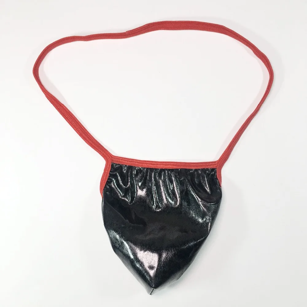 G524V Mens String Pouch Backless Thong Contoured Pouch PVC Black