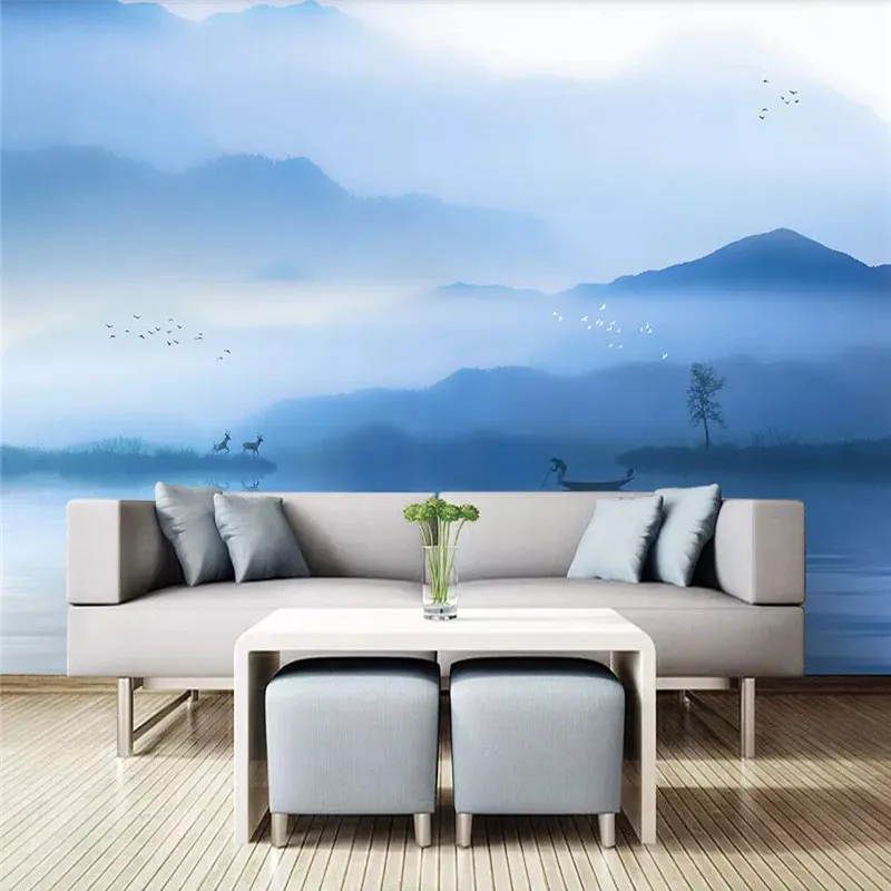 

Ink cloud landscape art painting TV background wall professional production mural wholesale wallpaper mural poster photo wall