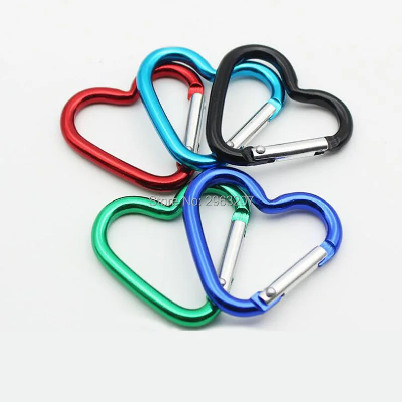 Mini Heart Shaped Aluminum Alloy Locking Mounting Carabiner Snaphook Hook Holder 40*44mm