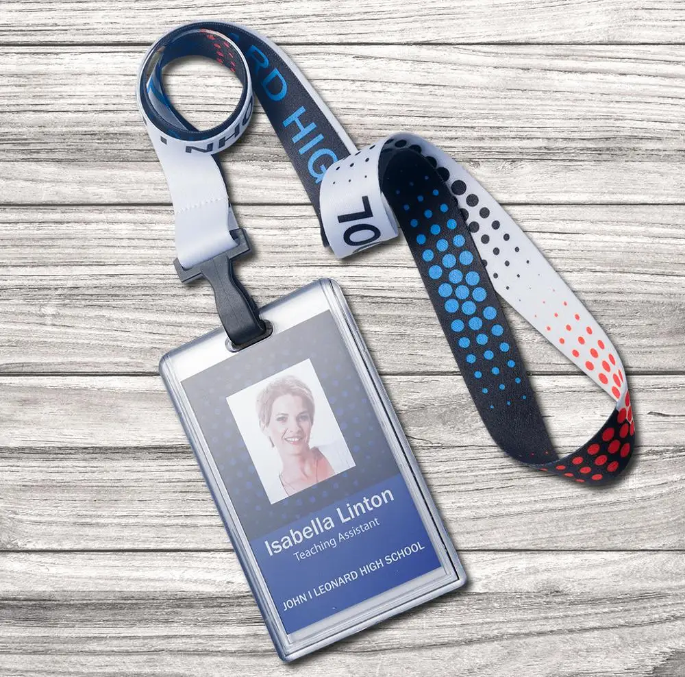 NO MOQ Acrylic Crystal Staff Access id lanyard Card badge holder for office school Exhibition with custom lanyard neck strap