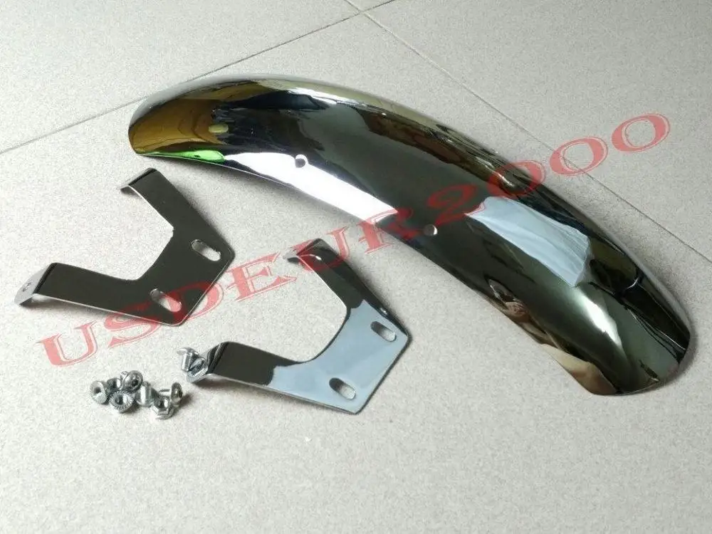 Short 40cm Metal Steel Bobbed Front Fender mudguard for KAWASAKI W800 W650 W400 all years Black Chrome