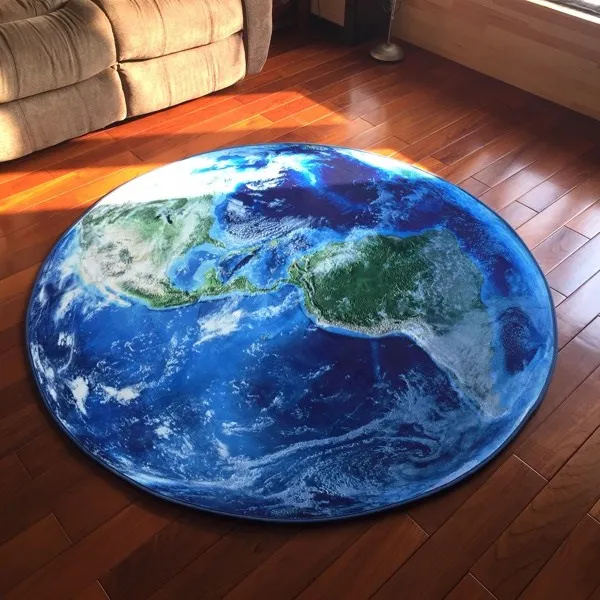 60*60cm/80*80cm/100cm surface 3D printed Earth carpet velvet plush round rug mat sofa chair mat decorative planet door mat