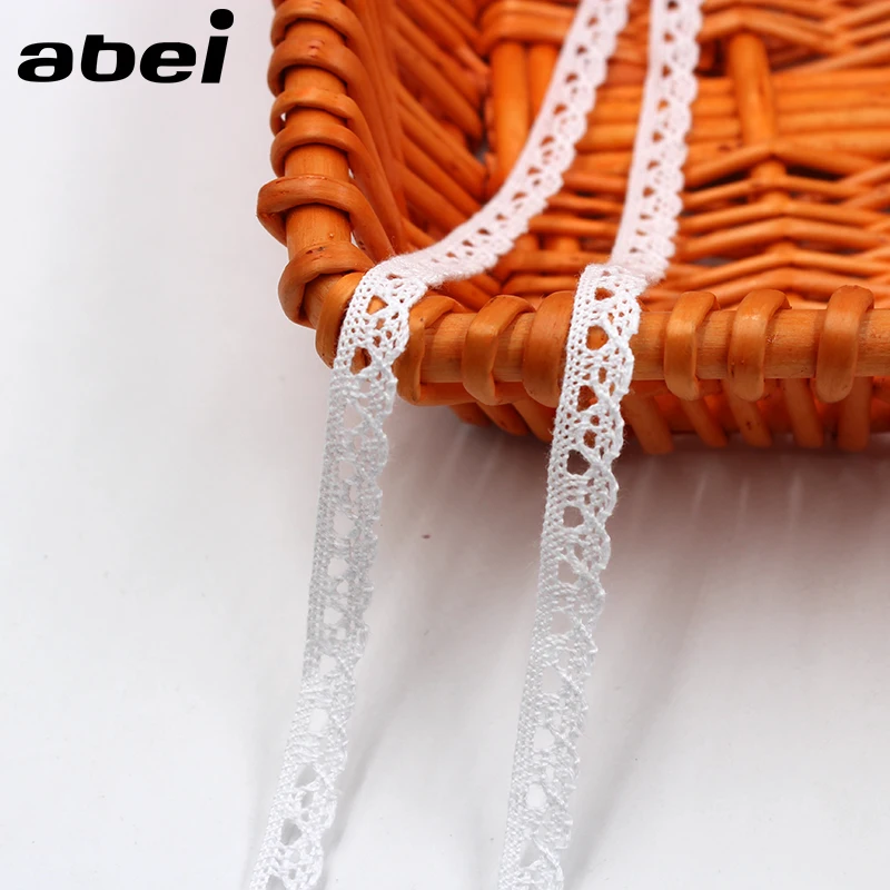 10yards/lot 1cm DIY Cotton Material Embroidered White Lace Trims Handmade Patchwork Hometexile Tablecover Embellishment Ribbon