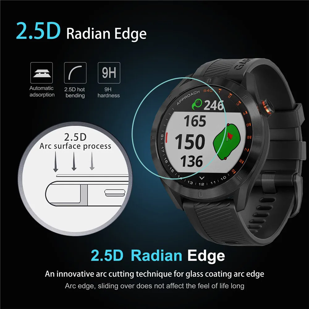 Garmin Approach S40 Watch 9H 2.5D HD 스크래치 방지 버블 프리 지문 방지 필름 화면 보호기 강화 유리 3 개