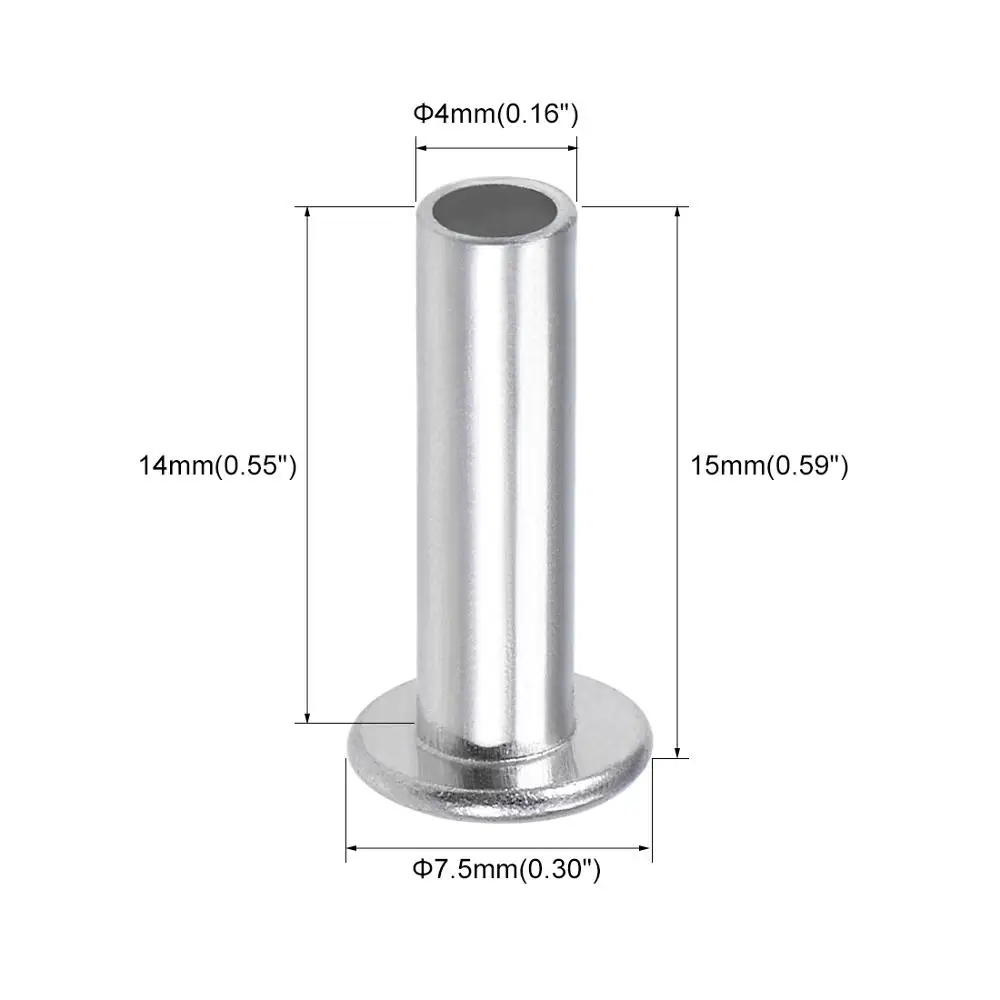 100 Pz M2 M2.5 M3 M4 M5 M6 Alluminio Sottile Testa Piatta Punzone Semi Cavo Rivetto Semi-Tubolare Rivetti Gambo Diametro2 2.5 3 4 5 6mm