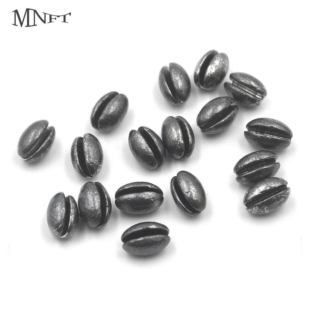 MNFT 20PCS/Bag 1B to 7B Premium Solid Oval Split Shot Lead Sinker Bean Shaped Weight Lead Fishing Lure Accessories