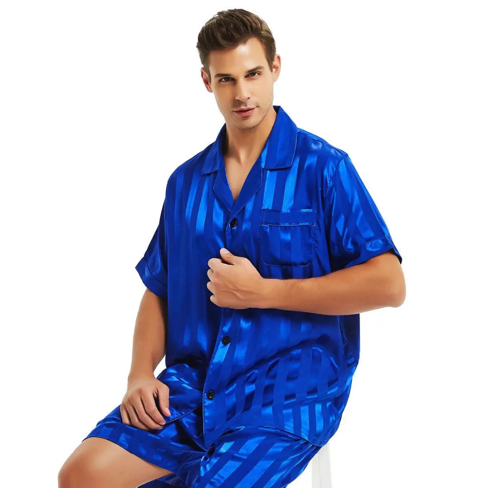 Mens Silk Satin Short  Pajamas Set  Pajama Pyjamas  Set  Sleepwear Set  S , M , L  , XL ,  2XL  , 3XL ,  4XL