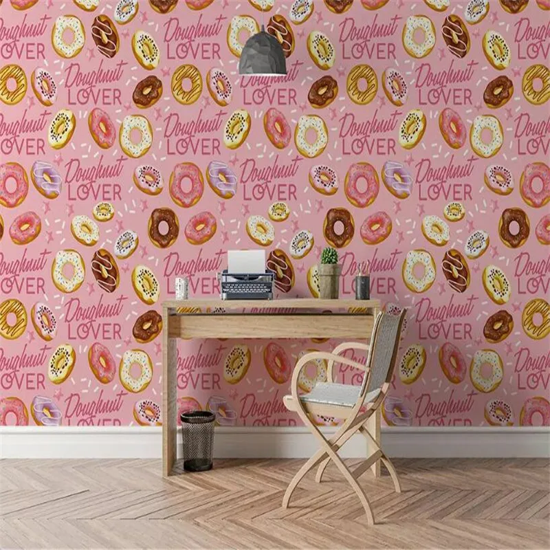 Donuts children's room background wall high-grade wall cloth manufacturers wholesale wallpaper murals 3D photo wall...