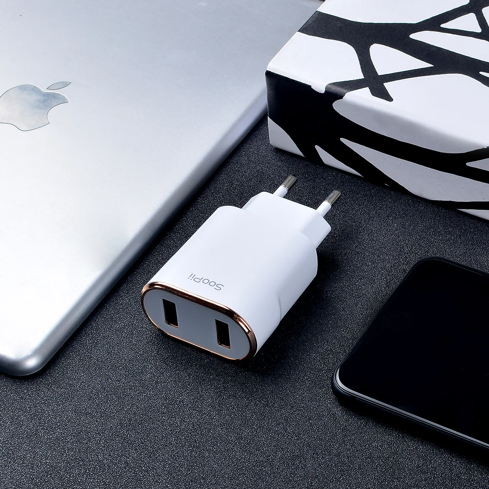 SooPii Ponsel Pengisi Daya Uni Eropa/AS Adaptor Pengisi Daya Dinding Travel untuk Pengisi Daya Ponsel iPhone iPad Samsung Xiaomi